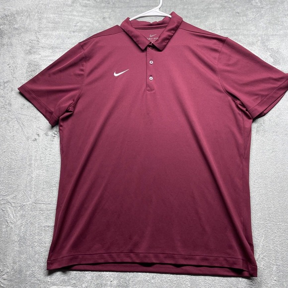 Nike Dri-FIT Short Sleeve Football Polo Men's XL Maroon  908414 Golf Tennis - Picture 1 of 8